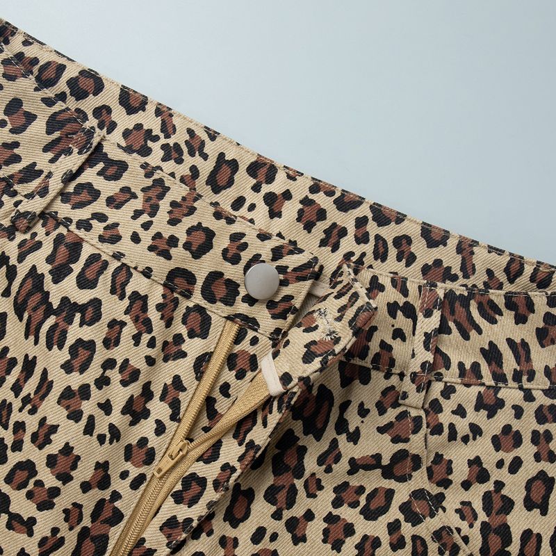 Reine Baumwolle 2025 Frühling Sommer Mode Fünf-punkt Ins Stil Straße Leopard Print Shorts Für Frauen Falten Kleid_voghion.com