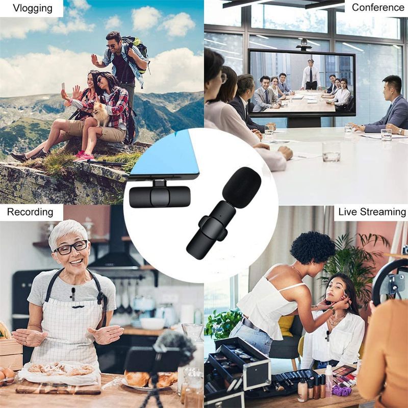 2024 Nuovo tipo C Mini Wireless Lavalier da 1 a 2 Riduzione del rumore Risvolto Mic Clip sul microfono per la registrazione video Vlog_voghion.com