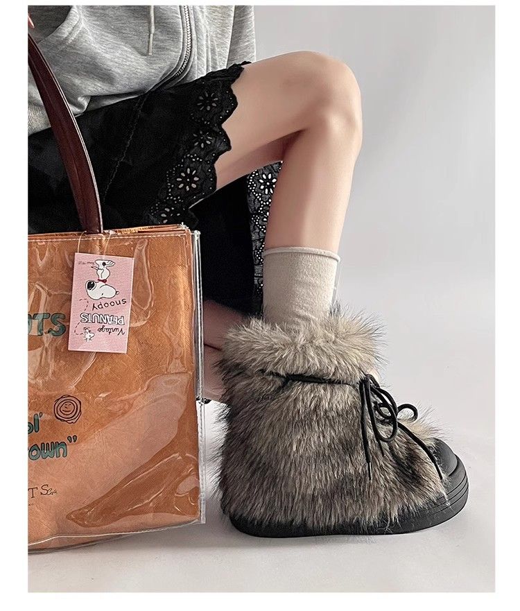 Women's Shoes Snow Boots Comfortable Lightweight Warm Thick Soled Inner Heightening Real Fur Snow Boots_voghion.com