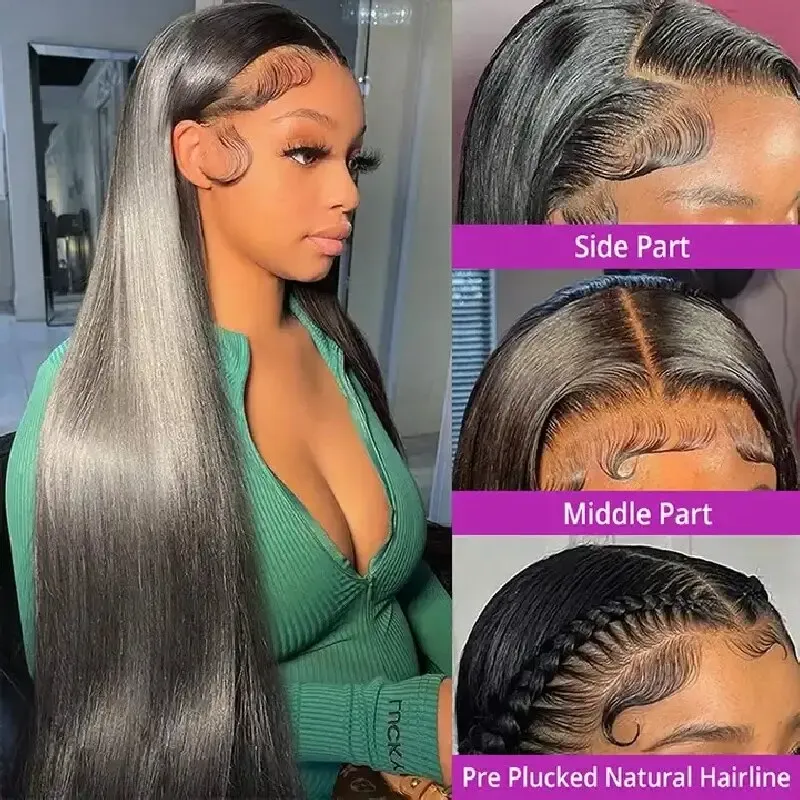 Parrucca piena in pizzo di capelli umani veri, parrucca frontale in pizzo trasparente svizzero dritto, densità 180% per le donne_voghion.com
