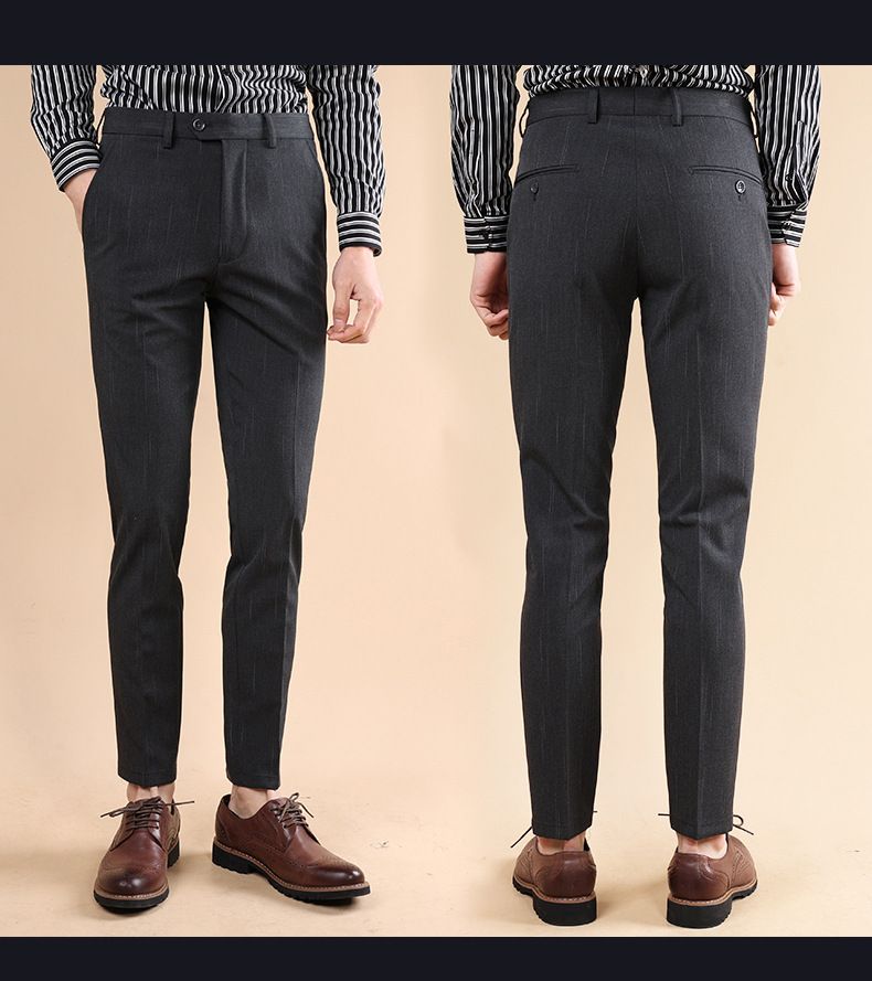 Men's Slim Fit Dress Pants For Business Casual - Wrinkle-Free & Stretchable Polyester Blend Trousers With Comfortable Tailored Fit_voghion.com