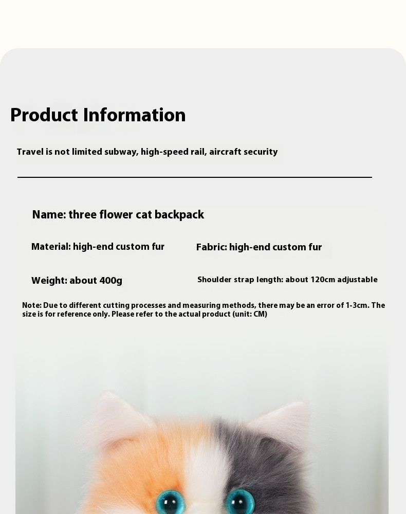 2024 Nova Simulação Três Flores Gato Mochila Pelúcia Boneca Bonito Brinquedo Presente de Aniversário_voghion.com