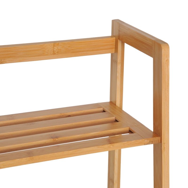 Bücherregal Mit 4 Ebenen Im Leiterdesign, Aus Bambusholz, Naturfarbe_voghion.com