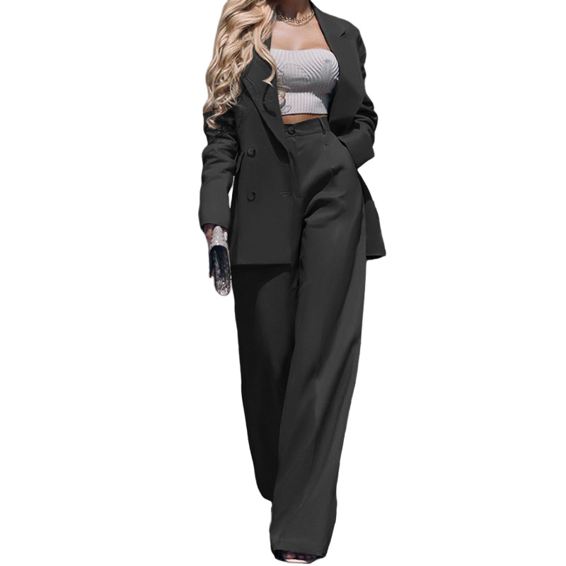Damenmode Temperament Langarmanzug Gerade Hose Zweiteiliges Set_voghion.com