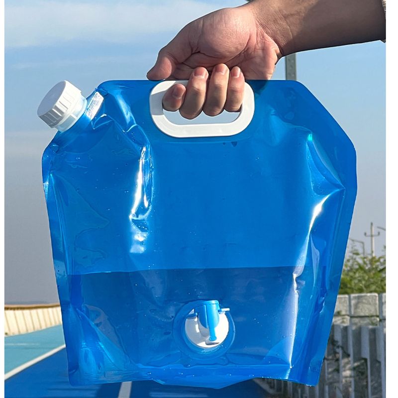 Outdoor Large Capacity Portable Folding Car Mountaineering Faucet 10L Plastic Bucket Camping Water Bag_voghion.com
