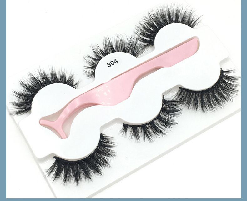 Fransförlängningsset 3 par lösögonfransar med pincett Flerlagers förtjockade ögonfransar lockar naturligt kladdiga ögonfransar_voghion.com