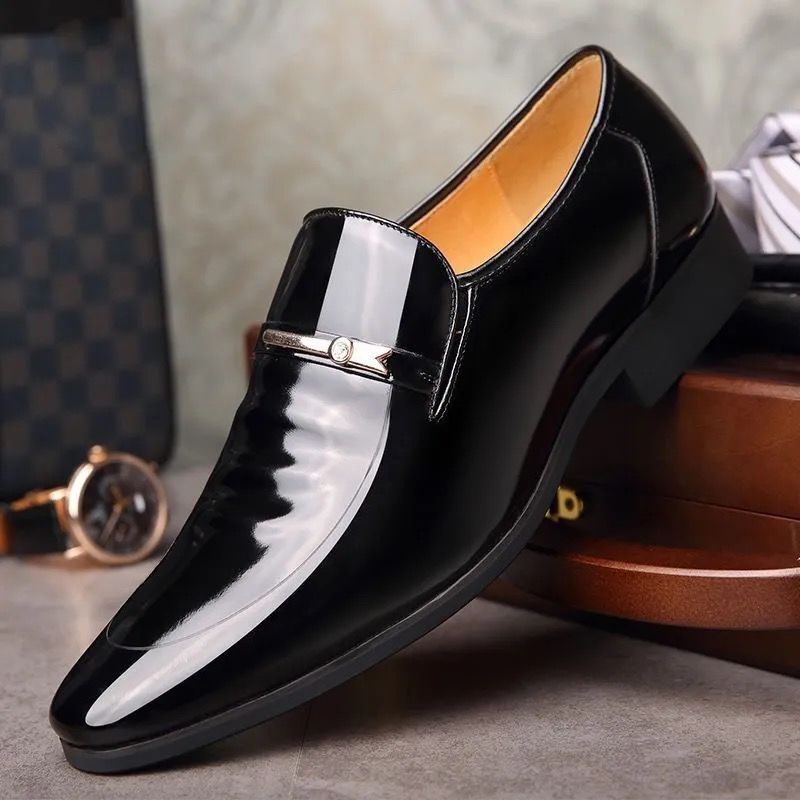 Leather For Men's Youth In Large Size, Business, Leisure, Formal Dress, Foot Covering Patent Leather, Glossy Shoes,_voghion.com