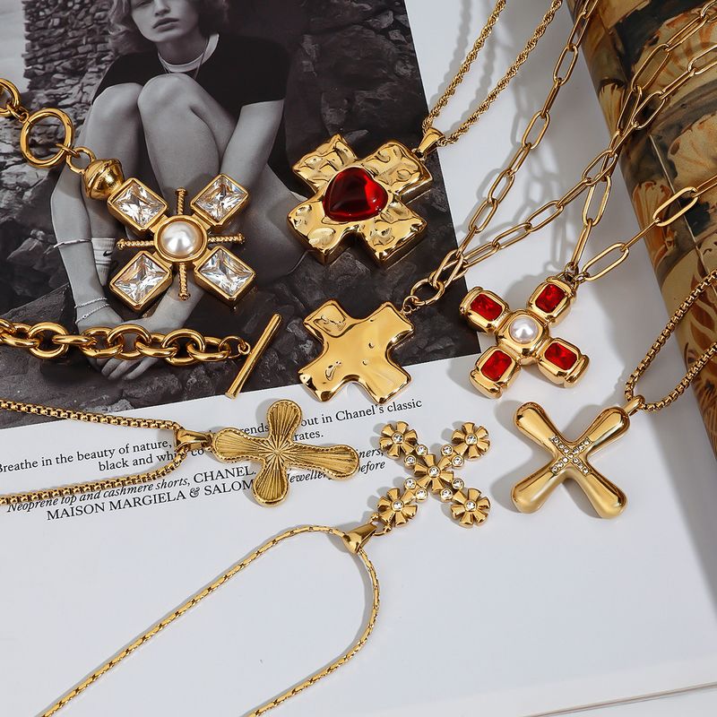 Women's Jewelry Stainless Steel Cross Pendant Necklace Hypoallergenic Durable Layering Chain Minimalist Elegant Gift For Her_voghion.com