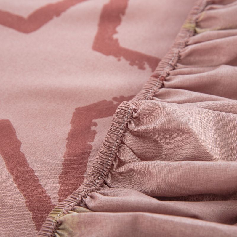 Rosafarbener Bettrock mit Sternenmuster und 3D-Blumendruck – Spannbettlaken für Twin/Twin XL/Full/Queen/King-Size-Betten – weicher Polyesterstoff_voghion.com