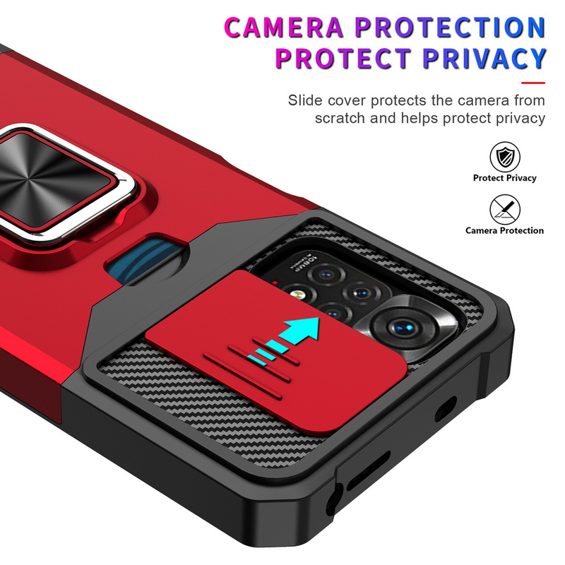 Kartensteckplatz Fingerring Kameraschutzhülle für Xiaomi Redmi Note 12 4G 12 Pro 11 Pro + 11S Note11 Mi 11 Lite Armor Hybrid_voghion.com