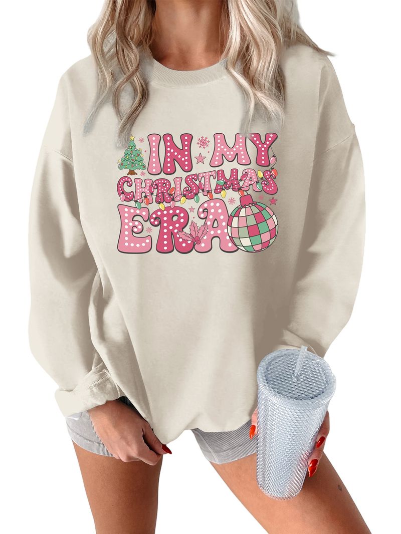 Sudadera de mujer cómoda, gruesa y cálida con capa base en mi época navideña_voghion.com