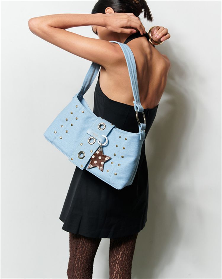 Borsa a tracolla da viaggio quotidiana Hieta, borsa da spalla grande e capiente, nuova borsa retrò coreana decorata con rivetti, 5 colori disponibili_voghion.com