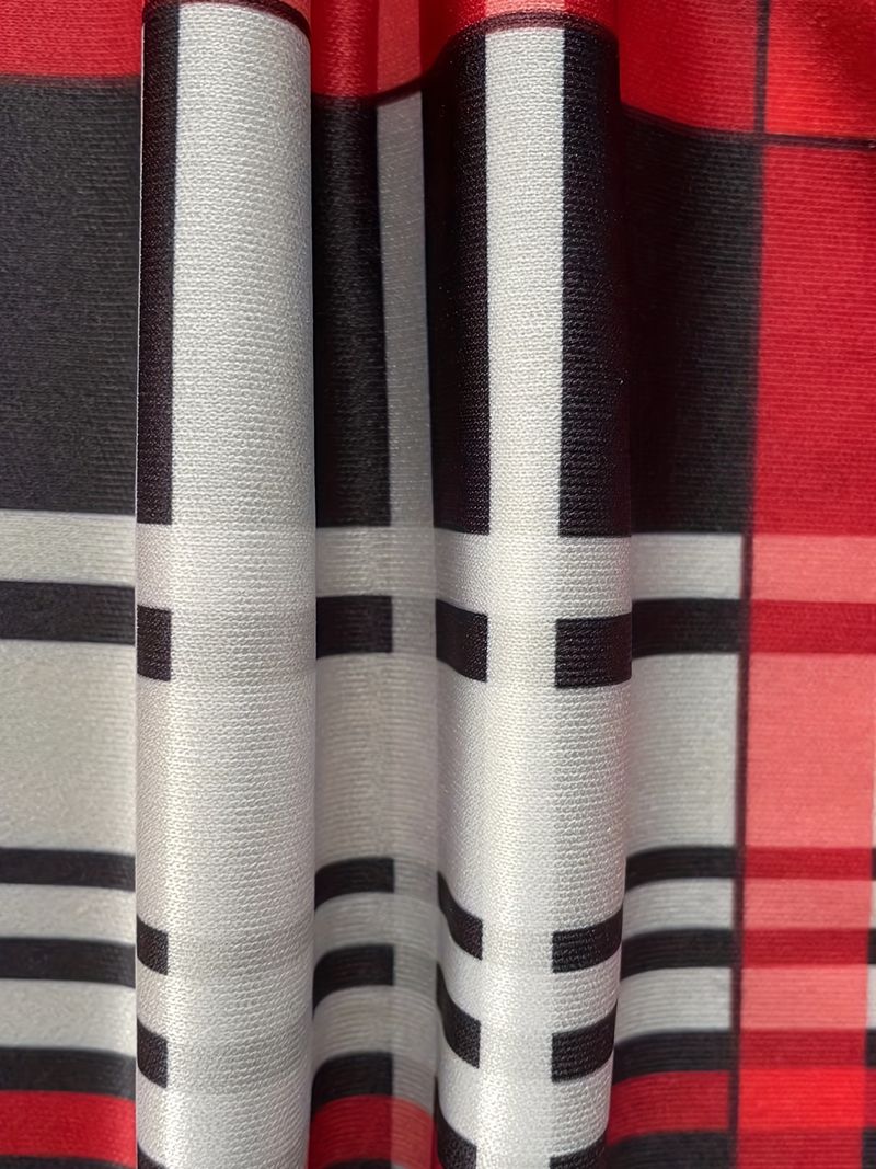 stripe element printed long-sleeved large size two-piece set_voghion.com