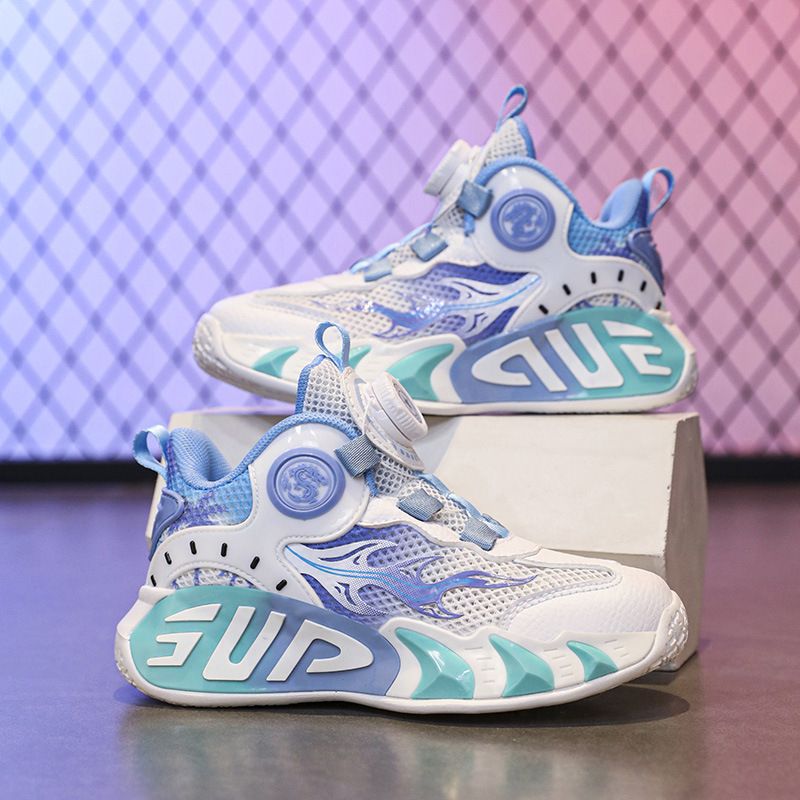 Children's Basketball Boys Spin Buckle Sports Friction Sound All-Season Mesh Breathable Lightweight Training Shoes Girls_voghion.com