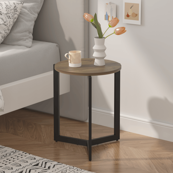19.68'H Round Side Table, Round Accent End Table With Sturdy Metal Frame, Round Nightstand, For Living Room, Bedroom, Balcony, Office_voghion.com
