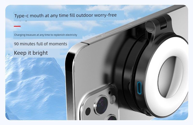 Magnéitesch Saugkraaft Handy Fëllliicht Gëeegent fir iPhone Portable Handheld Selfie Beliichtung Praktesch Gadget_voghion.com