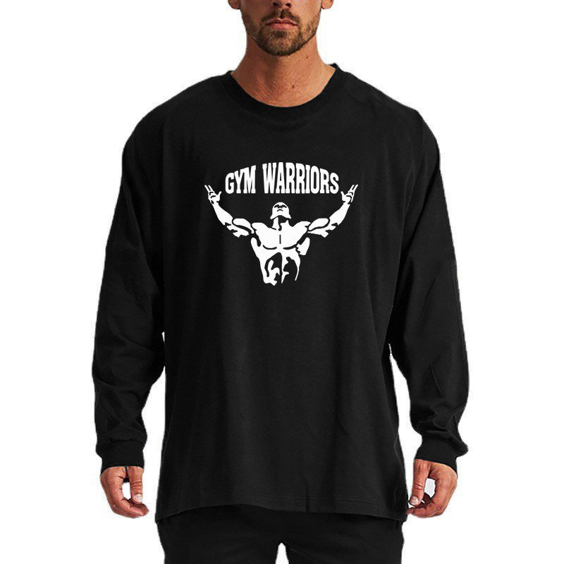 Muscle Men's Fitness Long Sleeve T-shirt Loose Sweat-absorbing Sports Running Fashion Brand Training Bodybuilding Top_voghion.com