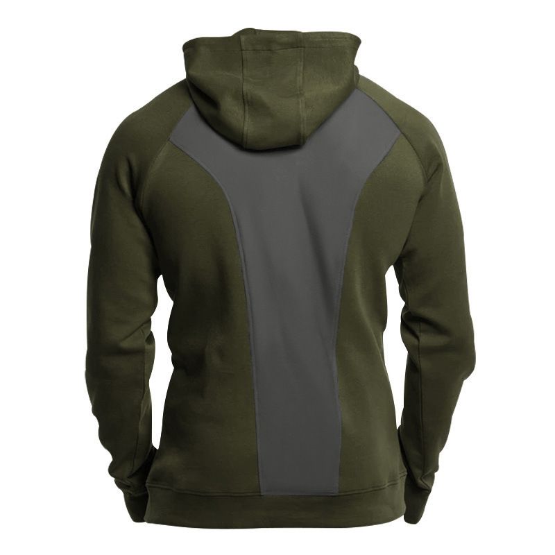 Men's Heavyweight Fleece Zip-Up Hoodie – Winter Pullover With Contrast Stitching & Kangaroo Pockets (S-XXXL, Stand Collar)_voghion.com