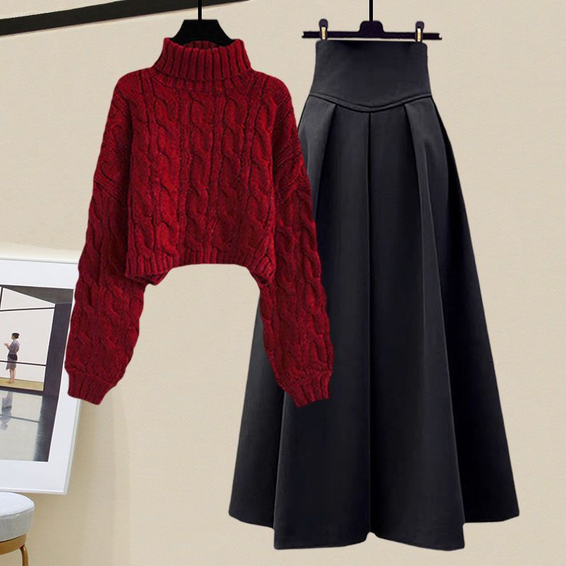 Abbigliamento donna completi invernali da donna, top larghi in due pezzi, gonne eleganti e attillate, completi in due pezzi_voghion.com