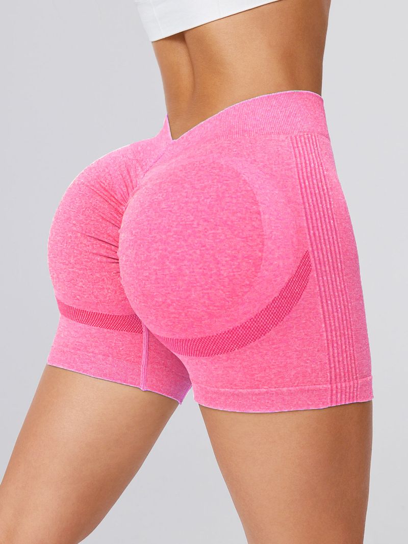 Damenbekleidung Neue V-Taille Pfirsich-Hüftshorts Nahtlose Yogahosen Fitnesshosen Laufsport Dreiviertelhosen Damen_voghion.com