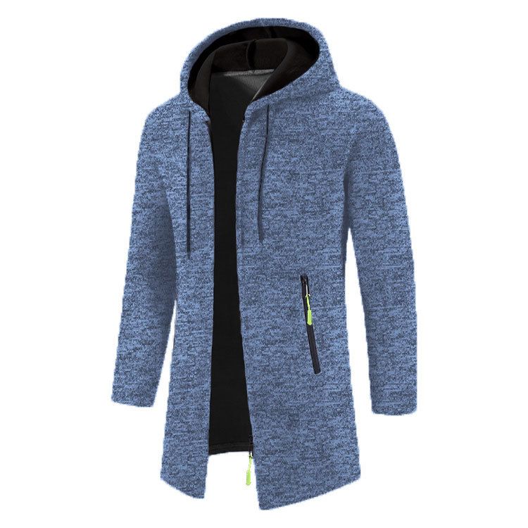 Giacca da uomo con cappuccio, taglia media e lunga, sottile, larga, in felpa, sottile, cardigan lavorato a maglia_voghion.com