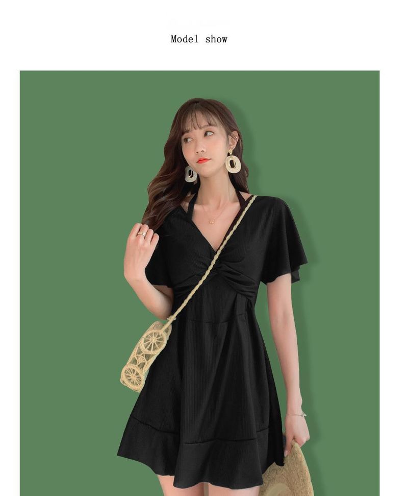 Fashion Plus Size Summer New Women's Slimming Tummy Covering Swimsuit Conservative One-Piece Ins Style Hot Spring_voghion.com