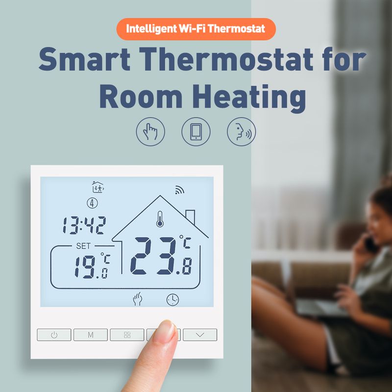 Thermostat intelligent WIFI Tuya pour maison connectée pour chauffage ou échauffement Alexa Google Contrôleur de température Chauffage électrique/gaz_voghion.com