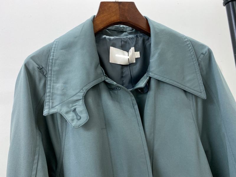Trench lungo monopetto con risvolto e cintura da pendolare casual alla moda da donna_voghion.com