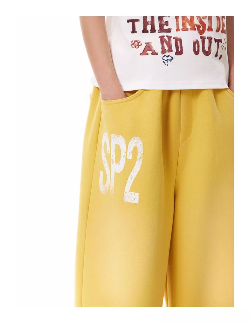 Men's Baggy Cargo Pants – Retro Loose-Fit Cotton-Polyester Joggers With Print & Elastic Waist (Yellow/Navy, S-XXL)_voghion.com