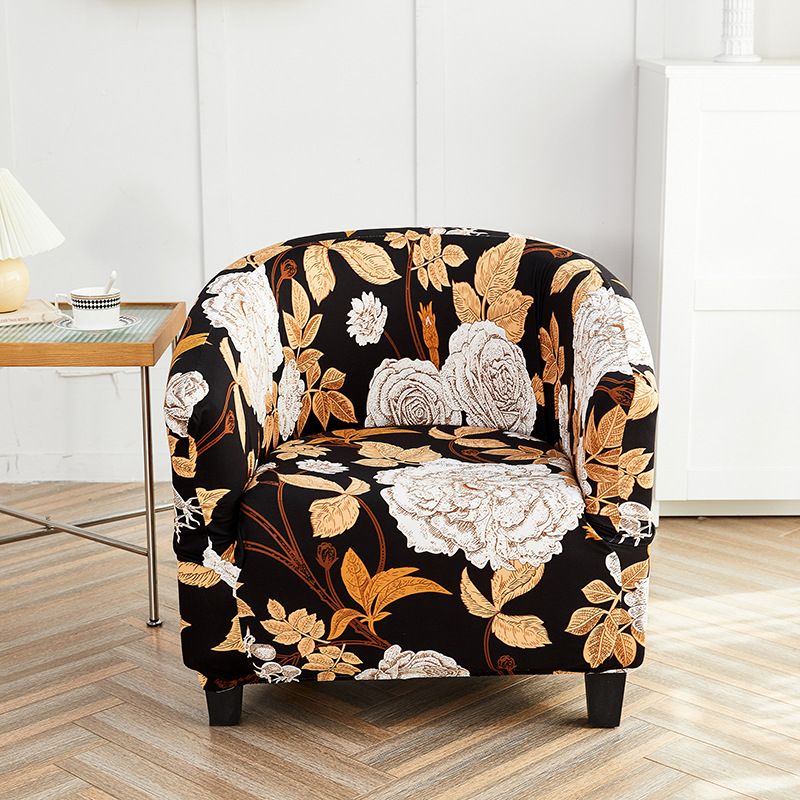 Elastic printed semicircular sofa cover Internet cafe sand coffee shop hotel leisure card seat all-inclusive single sofa chair cover_voghion.com
