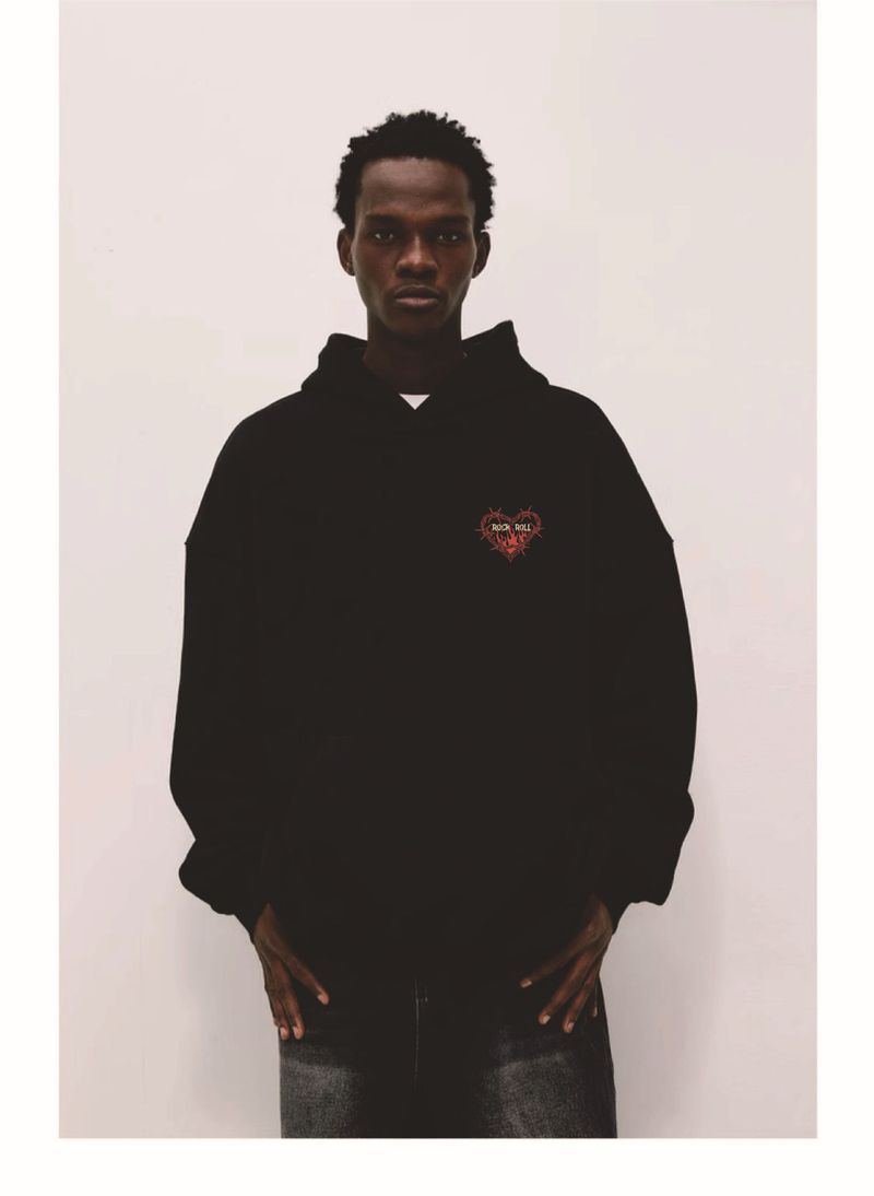 Abbigliamento maschile 2024 originale nuovo fiamma amore scuro stile felpa con cappuccio spot Y2K stile felpa con cappuccio_voghion.com