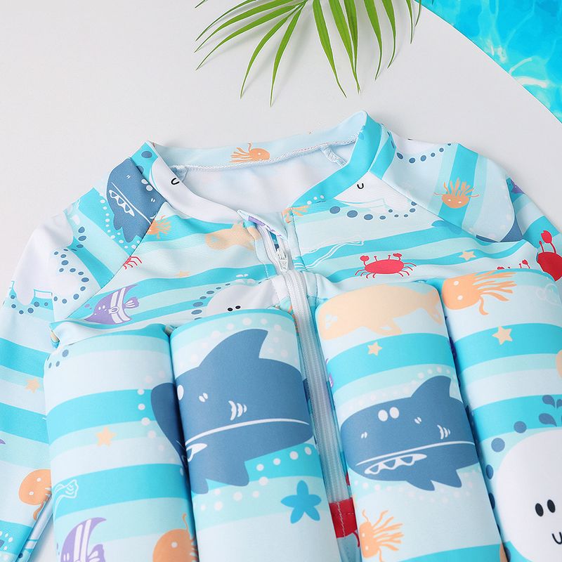 Maillot de bain une pièce à manches longues pour bébé, protection solaire, gilet flottant, pour le surf_voghion.com