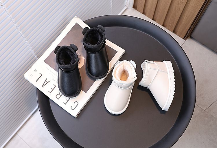 Kinder-Winterstiefel – Warme Baumwoll-Halbschuhe für Jungen und Mädchen (Schwarz/Weiß, Größen 17–28)_voghion.com