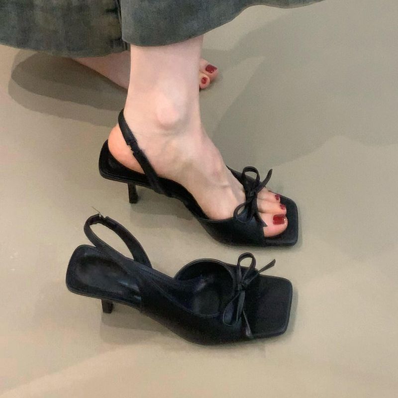 Nuovi sandali con tacco alto e fiocco sul retro per donna, estivi, da indossare all'aperto, eleganti, con punta quadrata e cinturino singolo_voghion.com