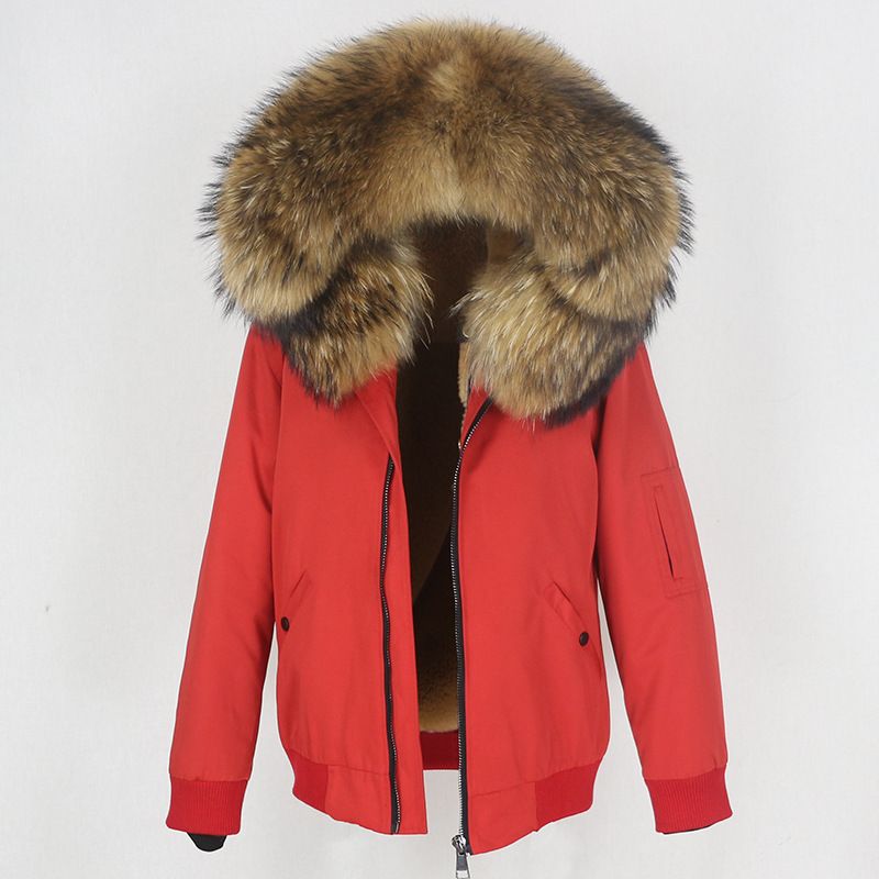 Abbigliamento donna nuovo parka con fodera in pelliccia artificiale ispessita, giacca con collo in pelliccia di volpe vera staccabile, cappotto di pelliccia_voghion.com