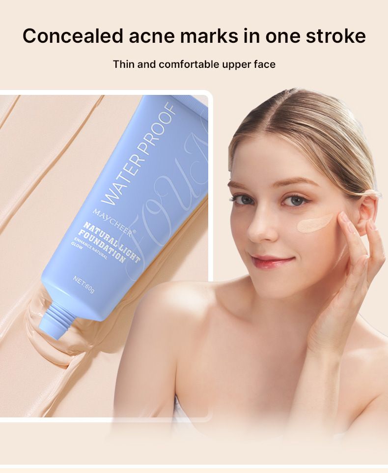 Face Foundation MAYCHEER Natural Gloss Foundation Waterproof Concealer Moisturizing Light Foundation_voghion.com