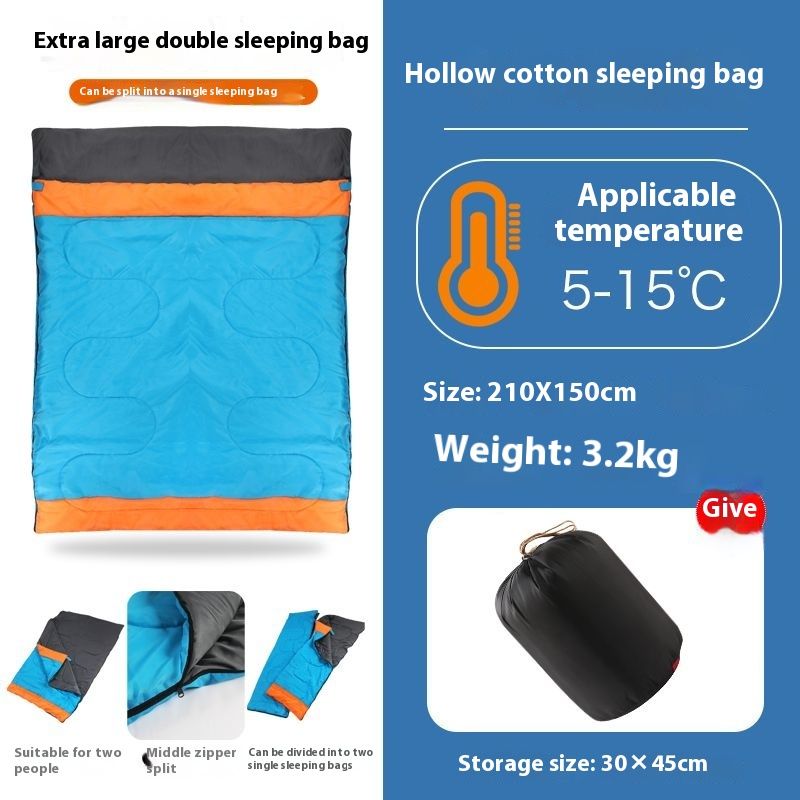 Doppelschlafsack für Erwachsene, Outdoor-Herbst und Winter, verdickt, für Paare, Camping, vier Jahreszeiten, kältebeständig, tragbar_voghion.com