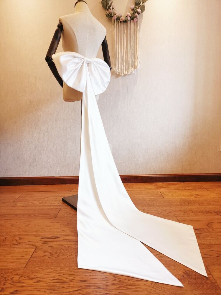 Acessórios para vestidos de noiva femininos Trajes de passarela Trajes de palco para atores Vestido de noiva de cetim com laço grande_voghion.com