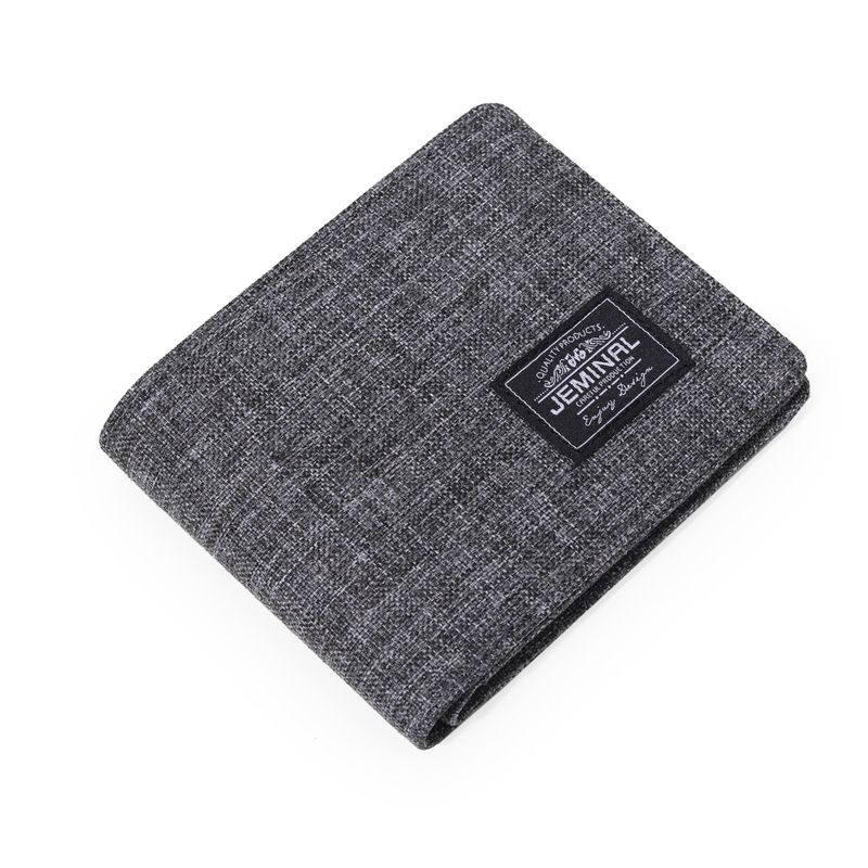 Portafoglio in tela da uomo corto, per giovani, con più slot per carte, orizzontale, alla moda, unisex, per studenti, in tinta unita, con fermasoldi_voghion.com