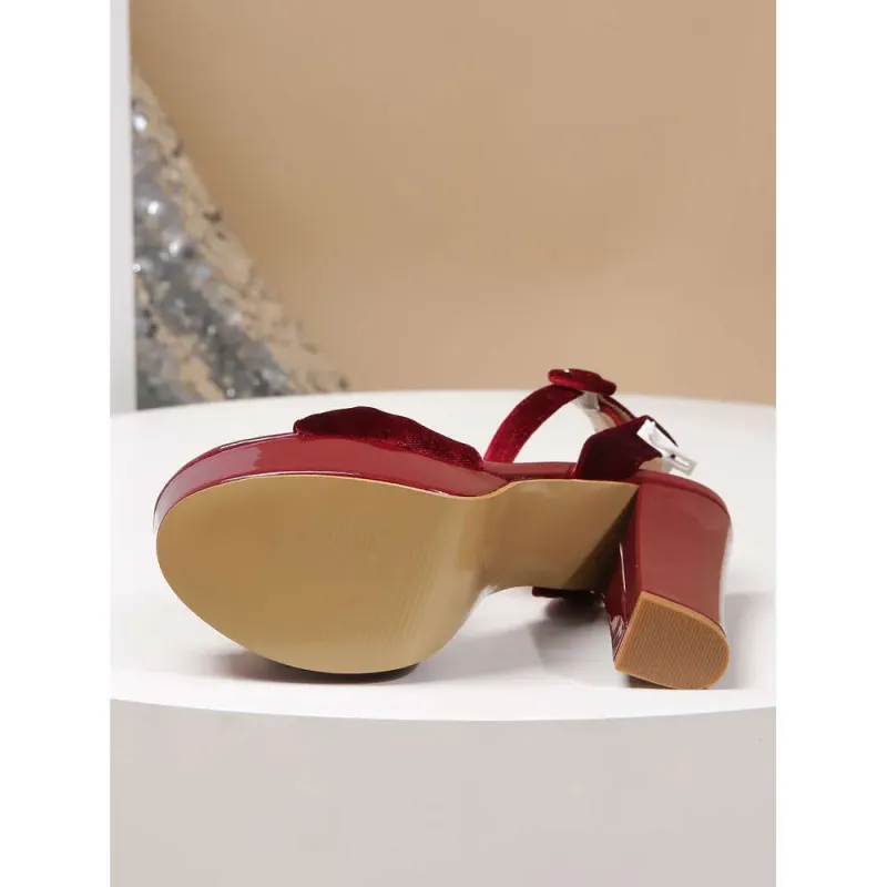 Japanische Schleifen-Sommerwind-Sandalen mit süßem Charakter, Knopf, dicker Sohle, wasserdicht, Plateau-High-Heel für Damen_voghion.com