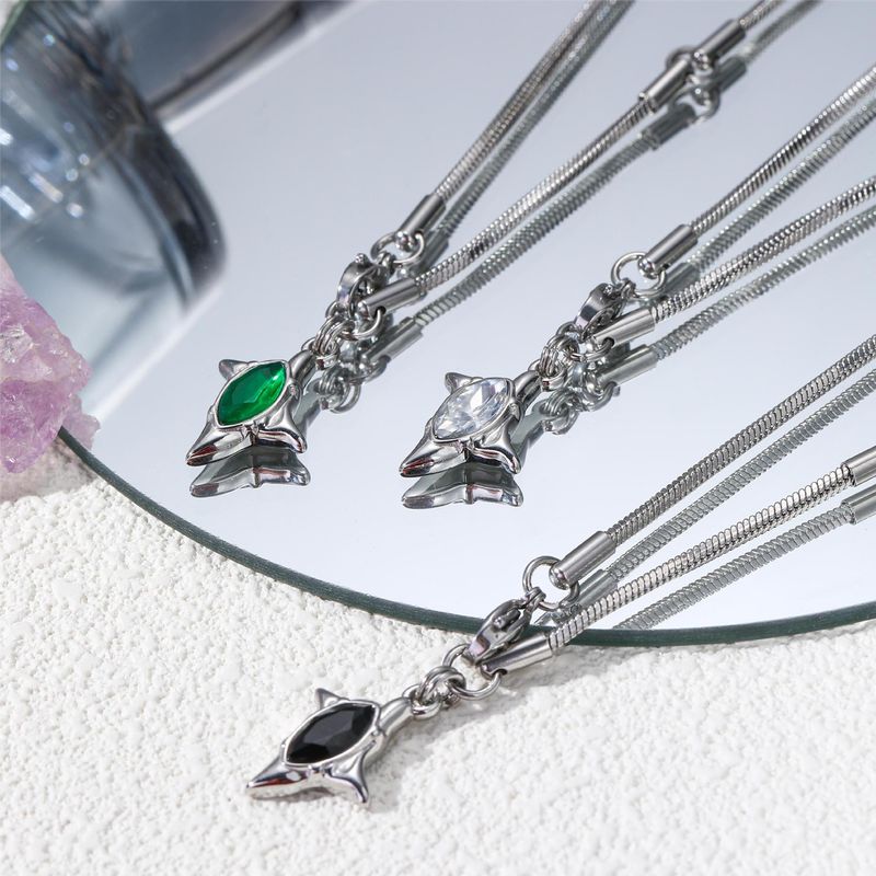 Collana in acciaio al titanio e zircone Gemini per uomo e donna, leggera e di lusso, design hip hop, semplice, con catena per maglioni_voghion.com