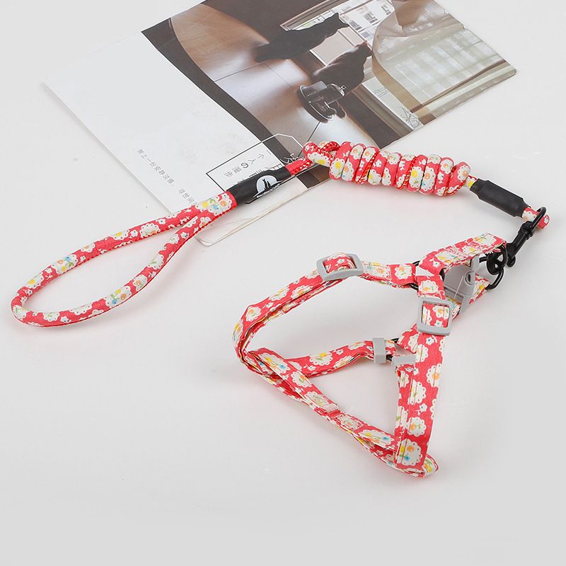 Small Medium Cat And Harness Set Japanese Floral Chest Strap Round Rope Dog Leash Pet Supplies_voghion.com