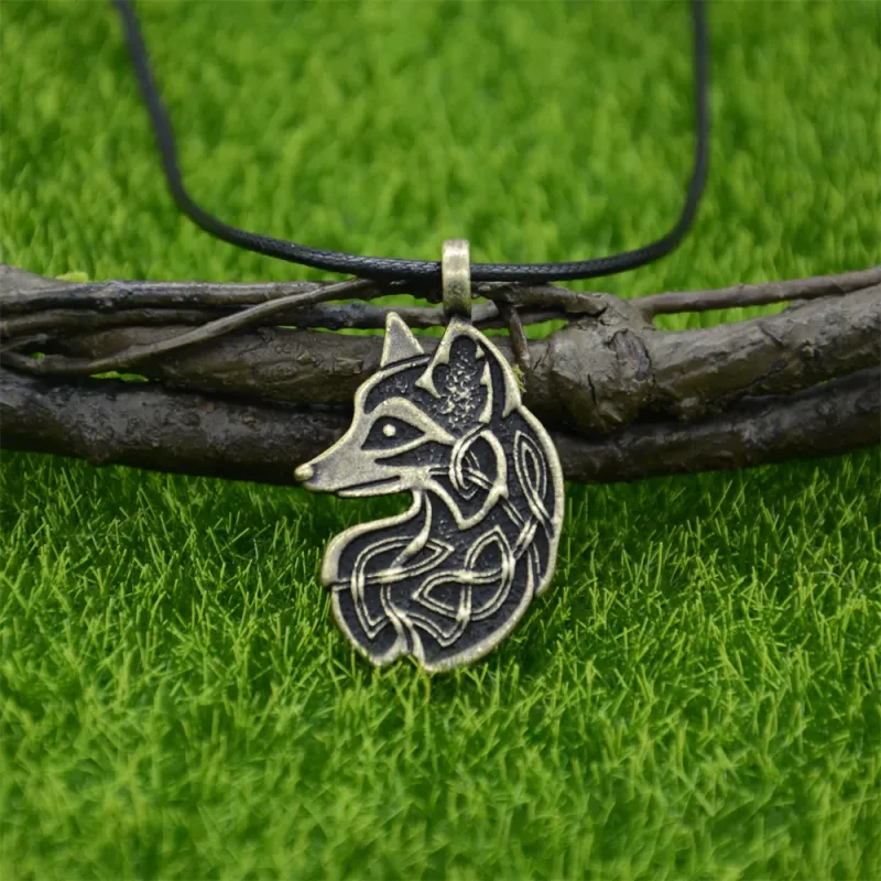 Collana con ciondolo a forma di volpe slava, pronta consegna, accessorio per uomo, stile vichingo, gioielli gotici_voghion.com