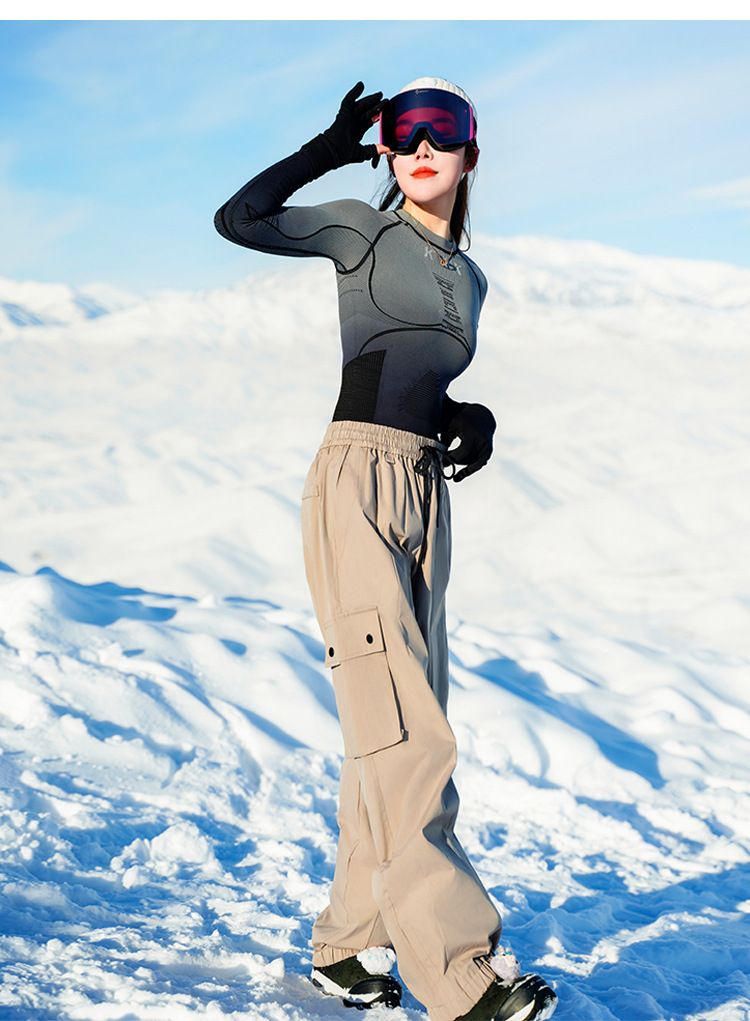 Pantalones de esquí holgados de terciopelo grueso para mujer, impermeables y resistentes al viento, color negro, para deportes al aire libre, talla grande para hombre._voghion.com