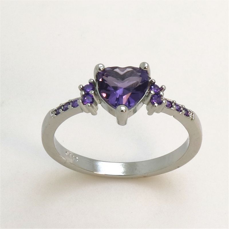 Anello in argento con zircone naturale e ametista, alla moda, a forma di cuore, gioiello da donna_voghion.com