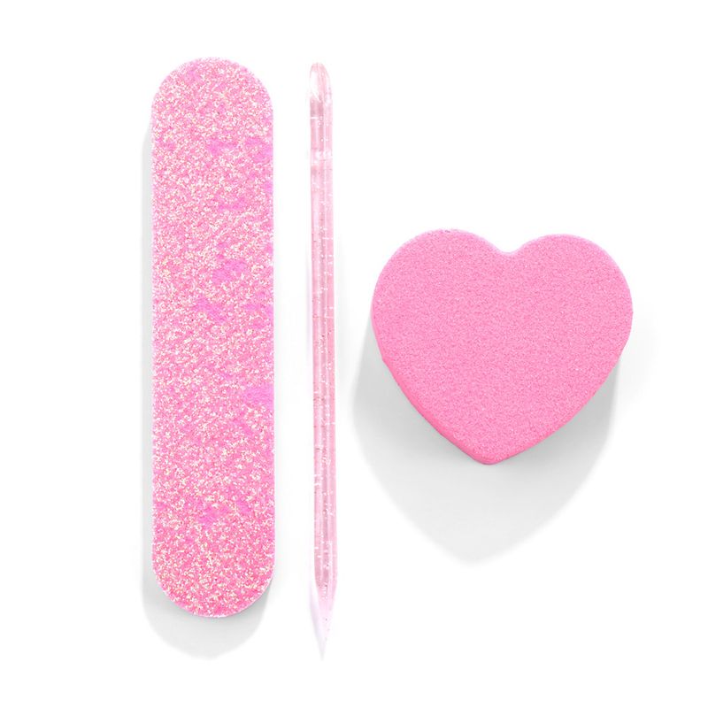 Tragbarer dreiteiliger Kristallstab, herzförmiger Schwamm, Frühlingszwiebelpulver, Nagelfeile, Maniküre-Werkzeug-Material-Kit-Set_voghion.com