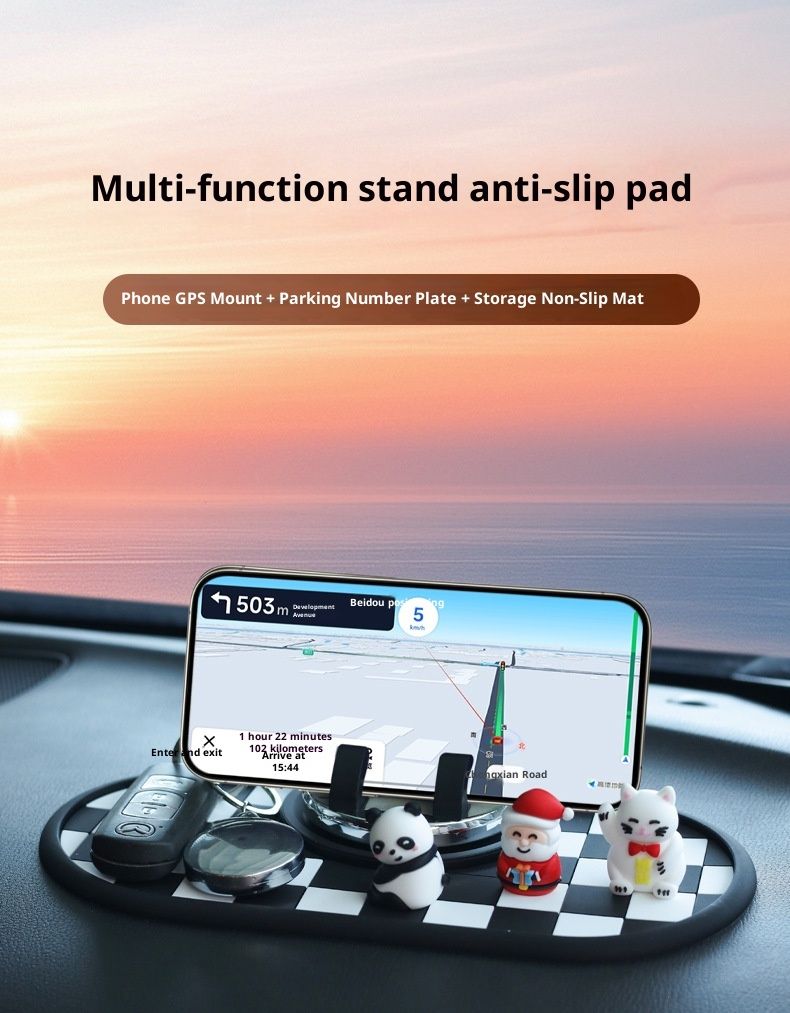 Small Deng Small Deng New Phone Anti-Slip Mat Moving Car License Plate Holder 3-in-1 Multi-Function Dashboard Navigation Stand Heat Resistant_voghion.com