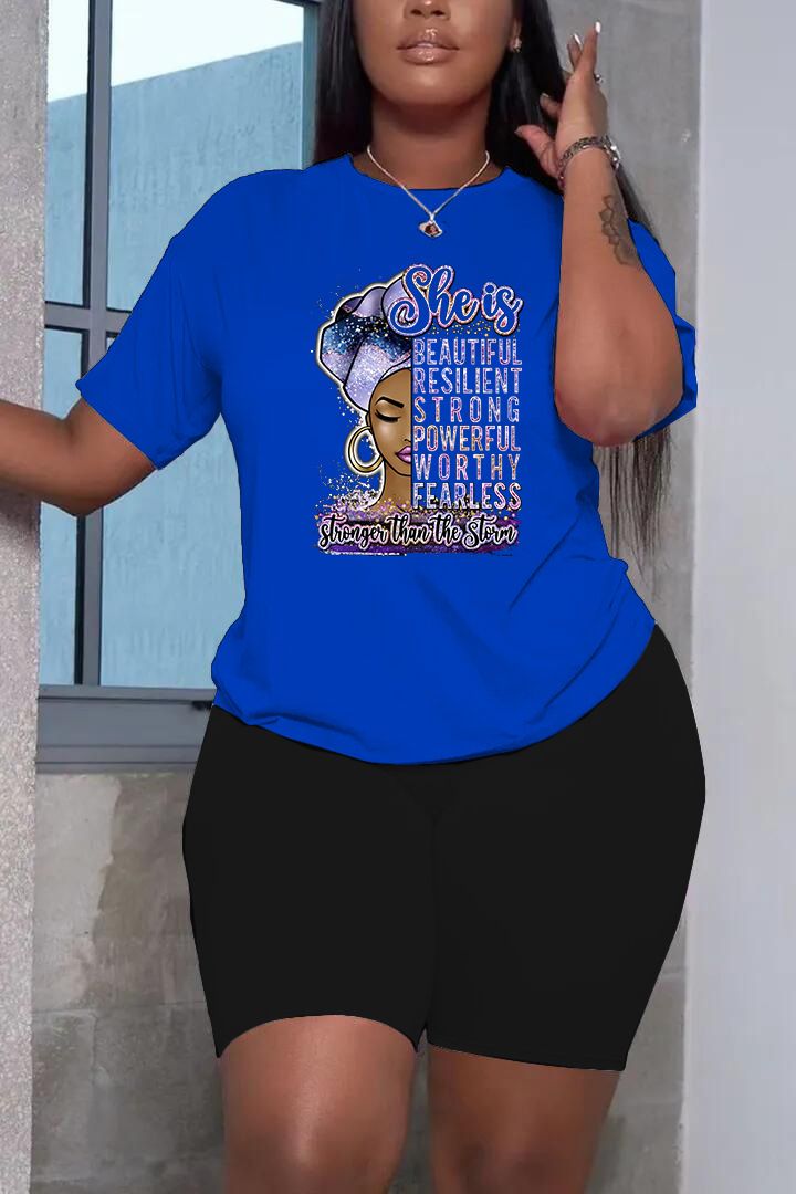 Women's Clothing Suits Summer Casual Short-sleeved Tops And Pants Printed Avatar She In Plus Size Women's Two-piece Suit_voghion.com