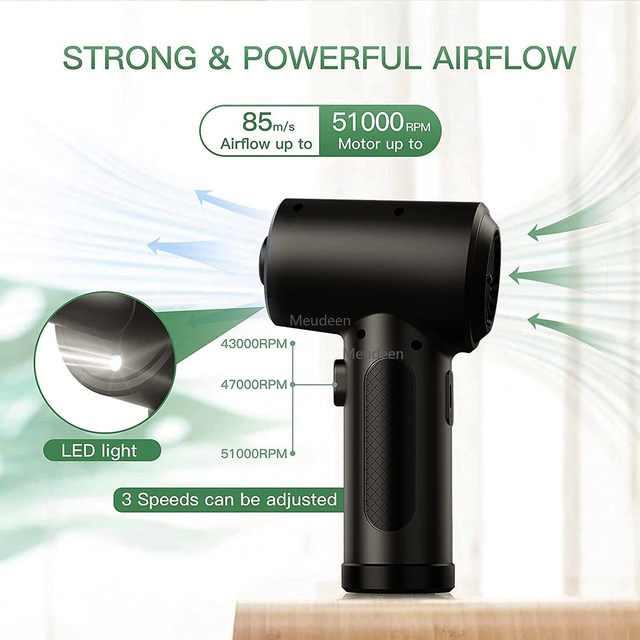 Compressed Air Duster For Computer Keyboard 51000 RPM USB Charging Mini Electric Cordless PC Car Cleaner Wireless Air Blower_voghion.com