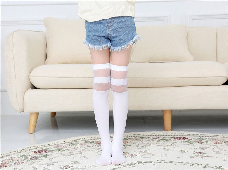 Calzini estivi per bambini sottili, calzini per studenti, calzini al ginocchio per ragazze, calze, calzini bianchi a metà altezza_voghion.com
